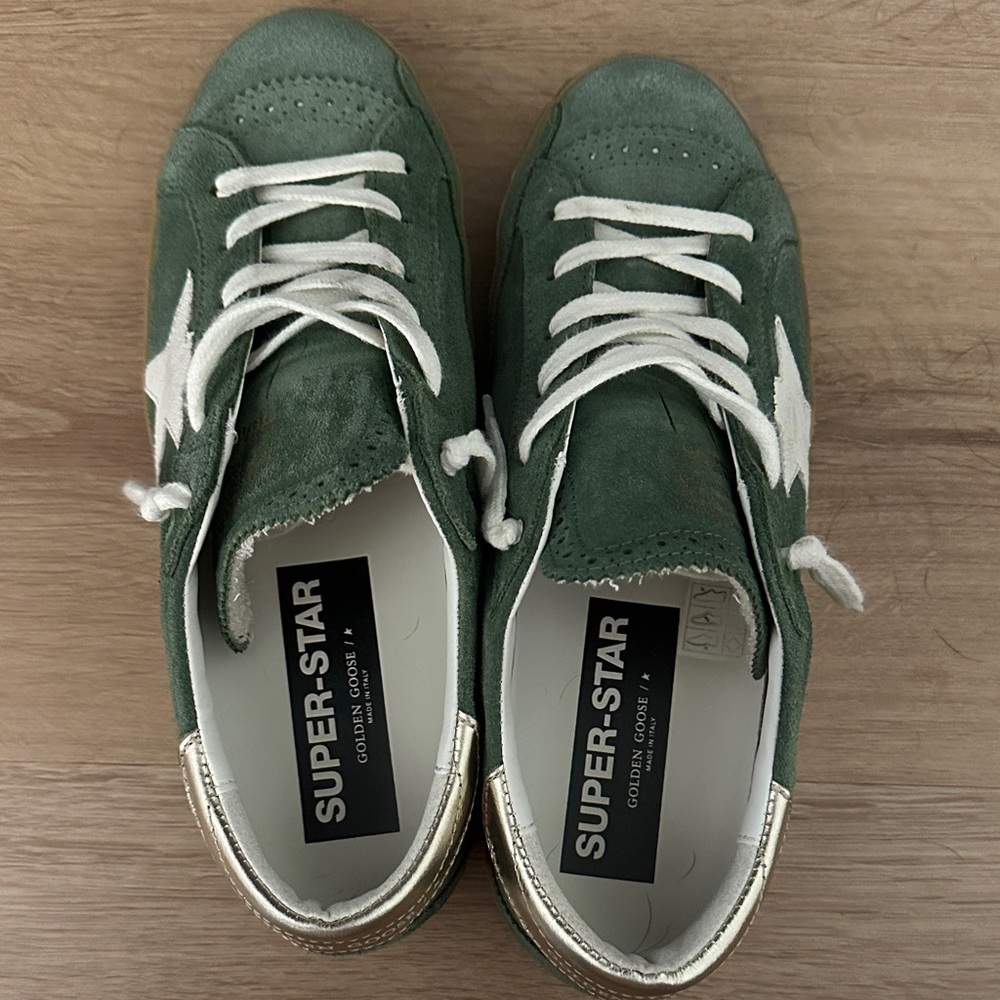 Golden Goose Green and Gold Sneakers - Picture 3 of 4